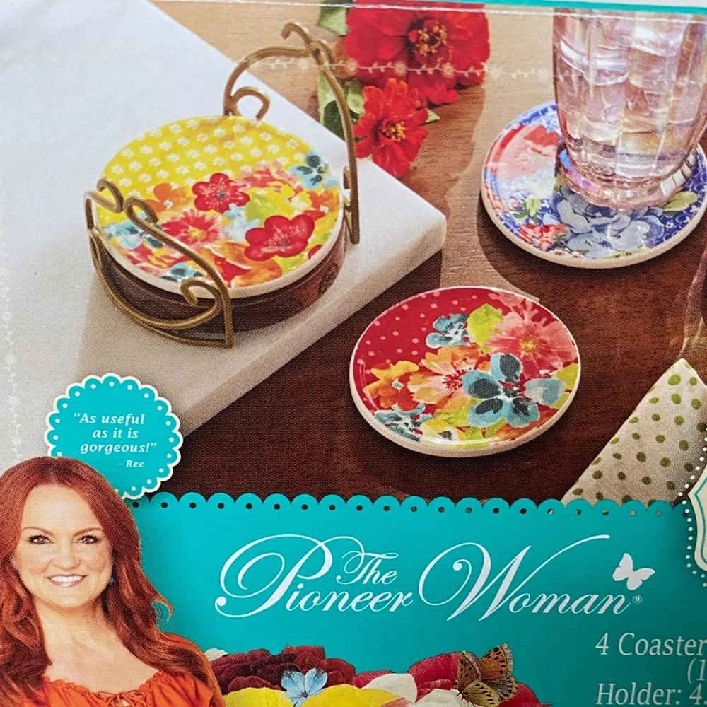 The Pioneer Woman Floral Medley Coaster Set - Red, Blue, Yellow